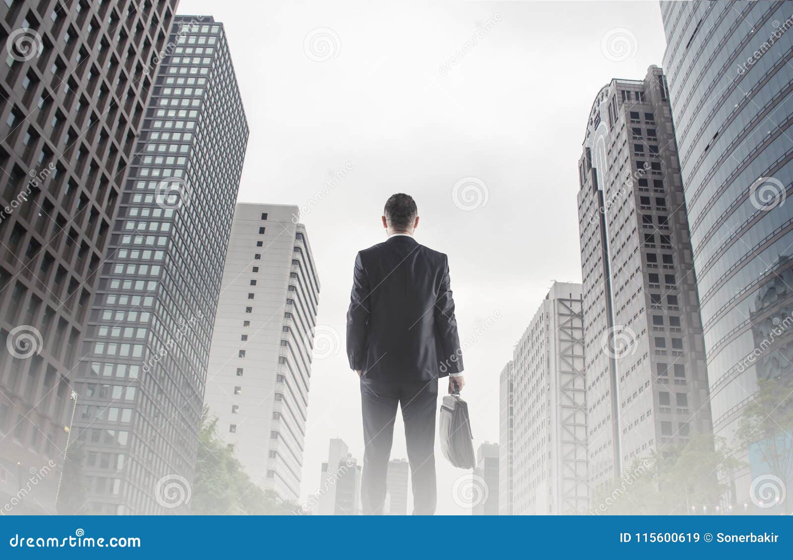 Businessman Looking Across The City Financial District Concept For - businessman looking across the city financial district concept for entrepreneur leadership and success